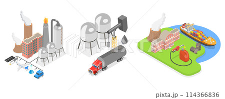 3D Isometric Flat Conceptual Illustration of Oil Refinery, Petrochemical Plant Infrastructure 3D Isometric Flat Conceptual Illustration of Oil Refinery, Petrochemical Plant Infrastructure 114366836