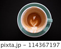 Empty Cup of latte art Coffee with heart Stain after finish 114367197
