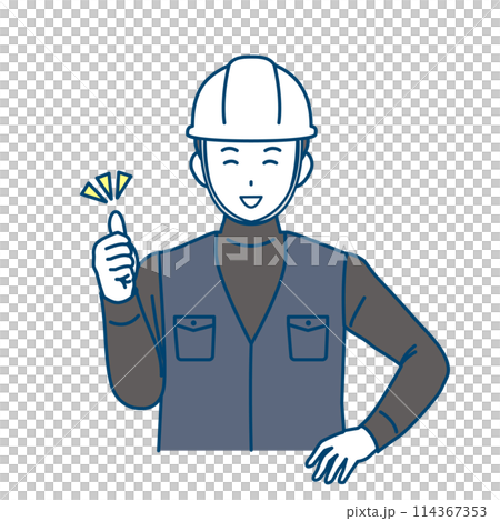 グッドサインをする大工、土方の男性のイラスト 114367353