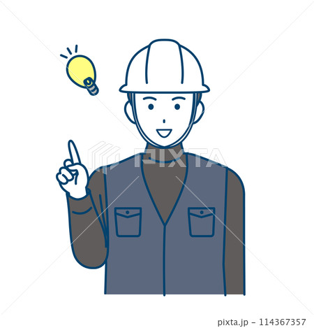アイデアを閃く大工、土方の男性のイラスト 114367357