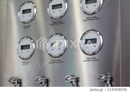 industrial control panel with digital gauges 114368030