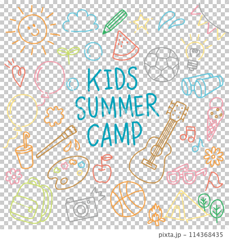 Summer camp hand-drawn illustration icon set simple 114368435