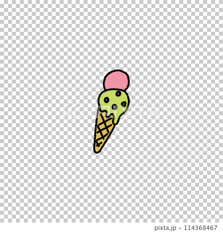 アイスクリームのシンプルな手書きイラスト 114368467