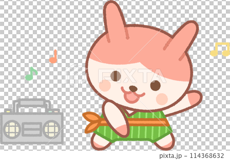 Rabbit character doing exercise 114368632