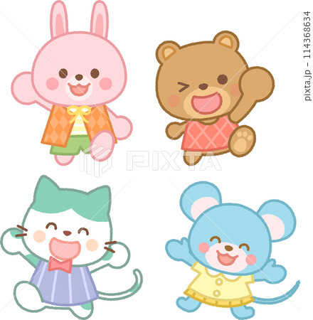 元気な動物のキャラクター 114368634