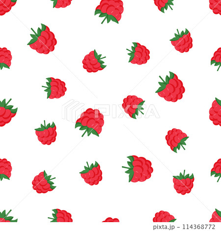 Seamless pattern of raspberry berries. Summer background with berries wallpaper. Seamless pattern of raspberry berries. Summer background with berries wallpaper. 114368772