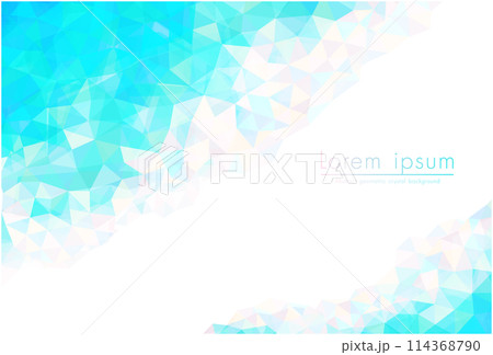 オパール色をした三角形のポリゴンモザイク幾何学模様　パステルカラーのクリスタルの背景素材イラスト 114368790