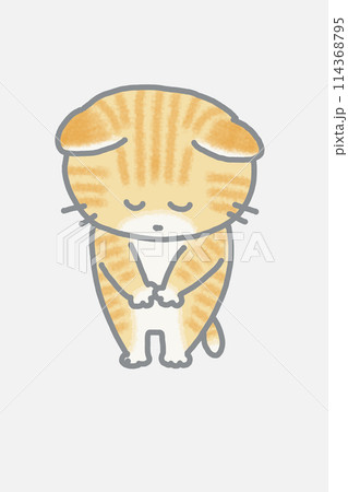 猫　お辞儀　イラスト 114368795