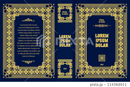 Ornate leather book cover and Old retro ornament frames. Royal Golden style design. Historical novel. Oriental style Vector illustration. Hand drawn illustration Ornate leather book cover and Old retro ornament frames. Royal Golden style design. Historical novel. Oriental style Vector illustration. Hand drawn illustration 114368911
