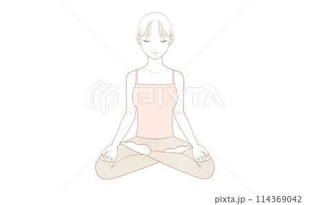ヨガのポーズ（あぐら） 114369042