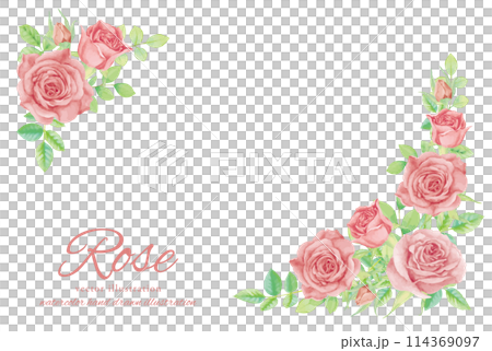 水彩手繪玫瑰花向量插畫框架 114369097