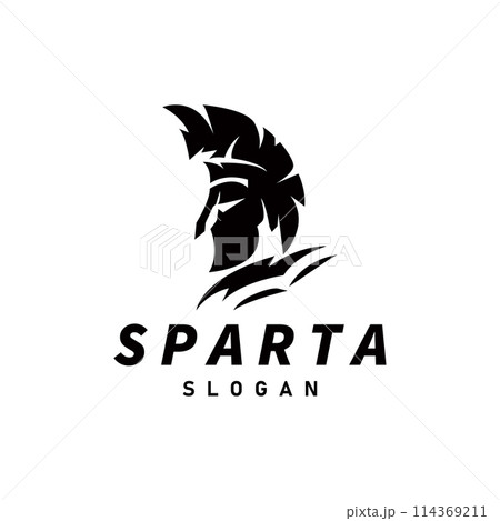 Spartan Logo, Vector Silhouette Warrior Knight Soldier Greek, Simple Minimalist Elegant Product Brand Design 114369211