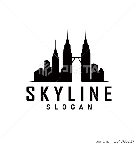 Skyscraper black silhouette design beautiful city skyline logo with tall building city illustration for template and branding Skyscraper black silhouette design beautiful city skyline logo with tall building city illustration for template and branding 114369217