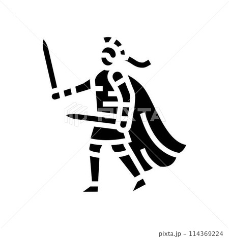 warrior ancient soldier glyph icon vector illustration 114369224