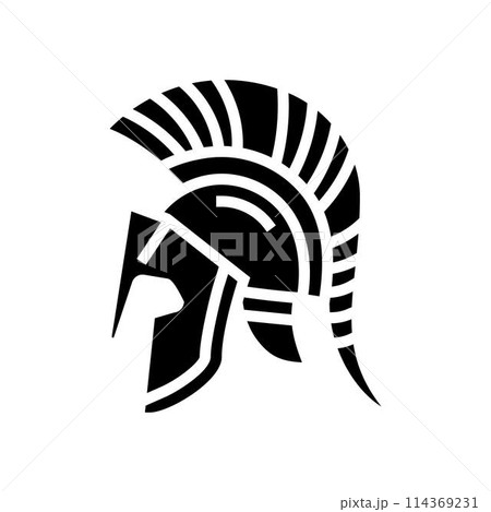 helmet ancient soldier glyph icon vector illustration 114369231