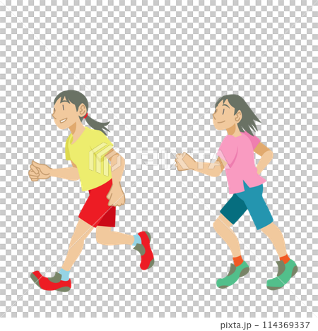 ランニングを楽しむ子供たちのイラスト 114369337