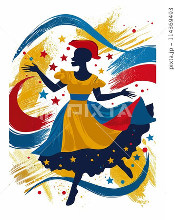 Illustration of Juneteenth independence day graphic for cards. 114369493