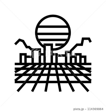 synthwave cyberpunk line icon vector illustration 114369864