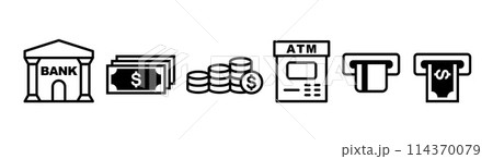 銀行・ATM・お金のアイコンセット 114370079