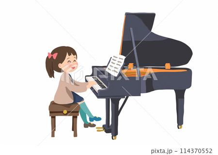 ピアノを弾く女の子のイラスト 114370552