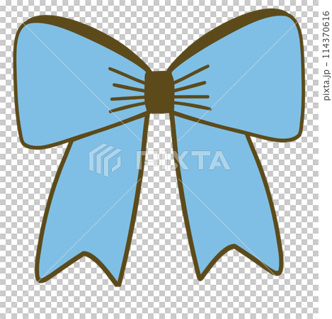 Blue bow illustration drawn with clean lines 114370616