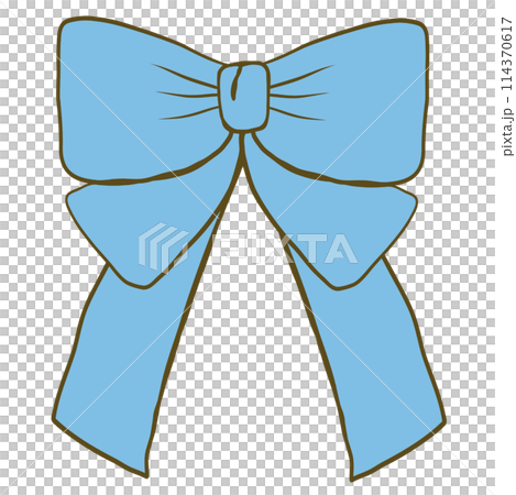Blue bow illustration drawn with clean lines 114370617