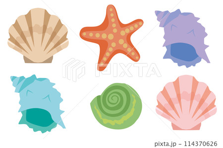 カラフルな貝のベクターイラスト 114370626