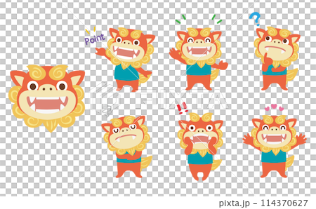 富有表現力的 Shisa 的向量插圖 114370627