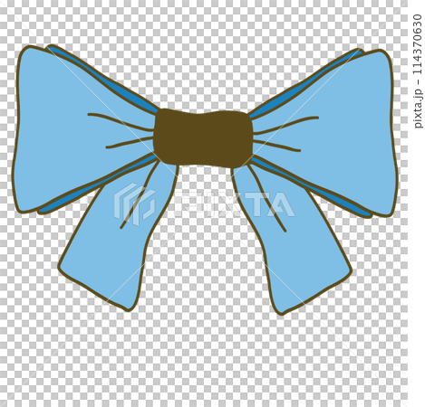 Blue bow illustration drawn with clean lines 114370630