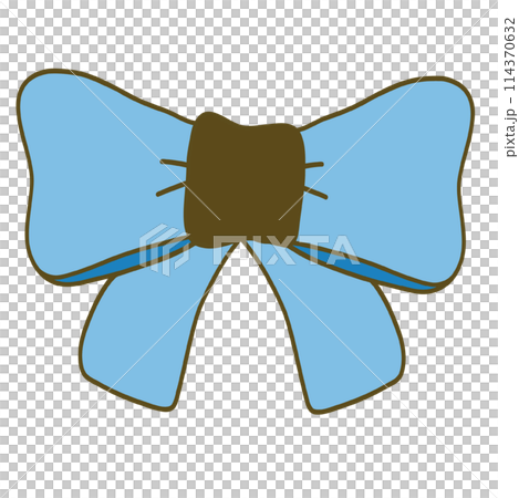 Blue bow illustration drawn with clean lines 114370632