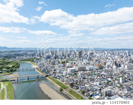 【空撮】旭川と岡山市街と後楽園_5 114370905