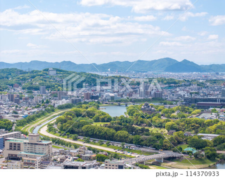 【空撮】岡山市街と後楽園_2 【空撮】岡山市街と後楽園_2 114370933