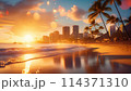 ゴールデンアワーのワイキキ 114371310