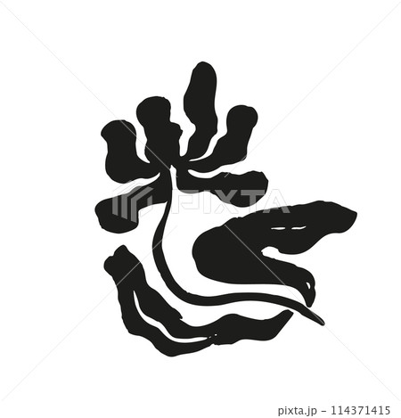 Ink brush abstract flower sketch isolated on white Ink brush abstract flower sketch isolated on white 114371415