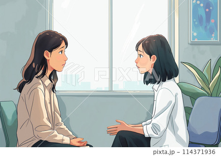 カウンセラーと話す女性 カウンセラーと話す女性 114371936