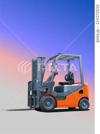 Industrial orange forklift. 3d color vector illustration. Hand drawn Industrial orange forklift. 3d color vector illustration. Hand drawn 114372010