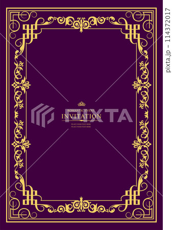 Gold ornament on dark background. Can be used as invitation card. Book cover. Vector illustration. Hand drawn illustration Gold ornament on dark background. Can be used as invitation card. Book cover. Vector illustration. Hand drawn illustration 114372017