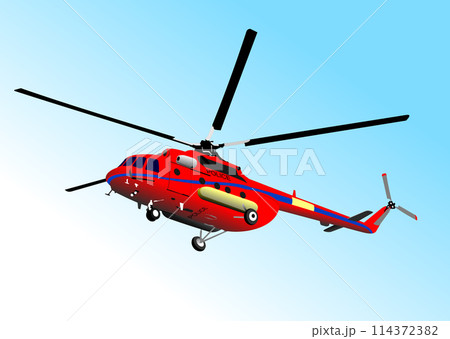 Police Helicopter. Vector 3d hand drawn illustration Police Helicopter. Vector 3d hand drawn illustration 114372382