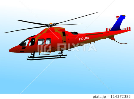 Police Helicopter. Vector 3d hand drawn illustration 114372383
