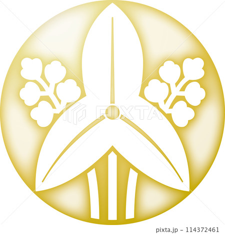 家紋　石持ち地抜き立ち沢瀉【金色】 114372461