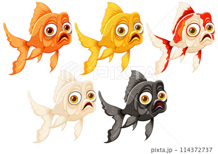 Colorful Expressive Goldfish Illustrations Colorful Expressive Goldfish Illustrations 114372737