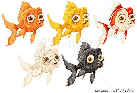 Colorful Cartoon Goldfish Illustration 114372776
