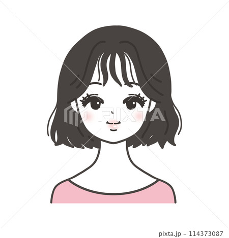 正面を向いた女性の顔 正面を向いた女性の顔 114373087