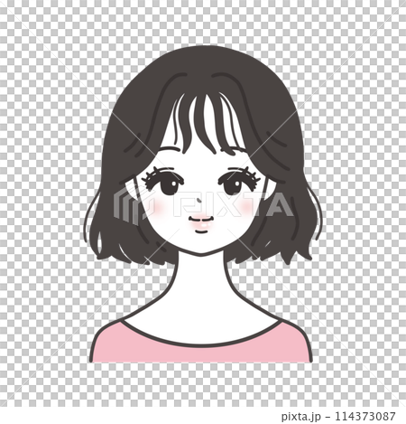 正面を向いた女性の顔 正面を向いた女性の顔 114373087