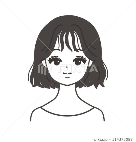 正面を向いた女性の顔・ノーメイク 114373088