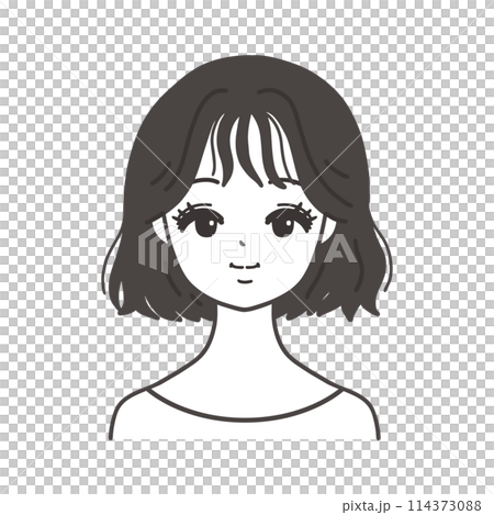 正面を向いた女性の顔・ノーメイク 114373088