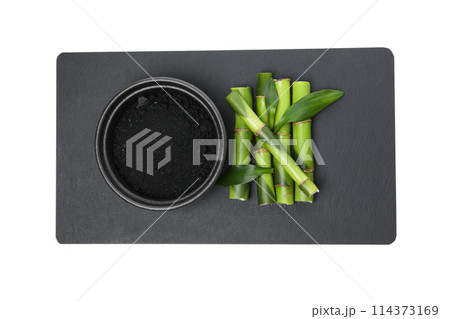 PNG,Fresh bamboo shoots with charcoal in a bowl, isolated on white background PNG,Fresh bamboo shoots with charcoal in a bowl, isolated on white background 114373169
