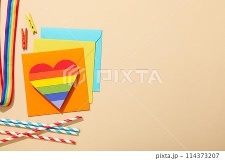 LGBT parade concept, free love symbol on light background. 114373207