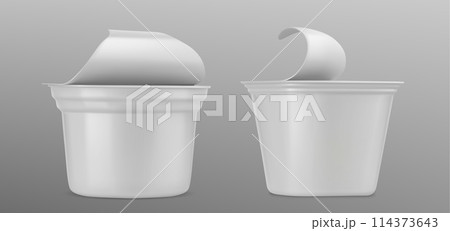 Plastic yogurt cup mockup. 114373643