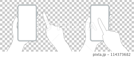 智慧型手機操作簡單圖解向量素材線描 114373682